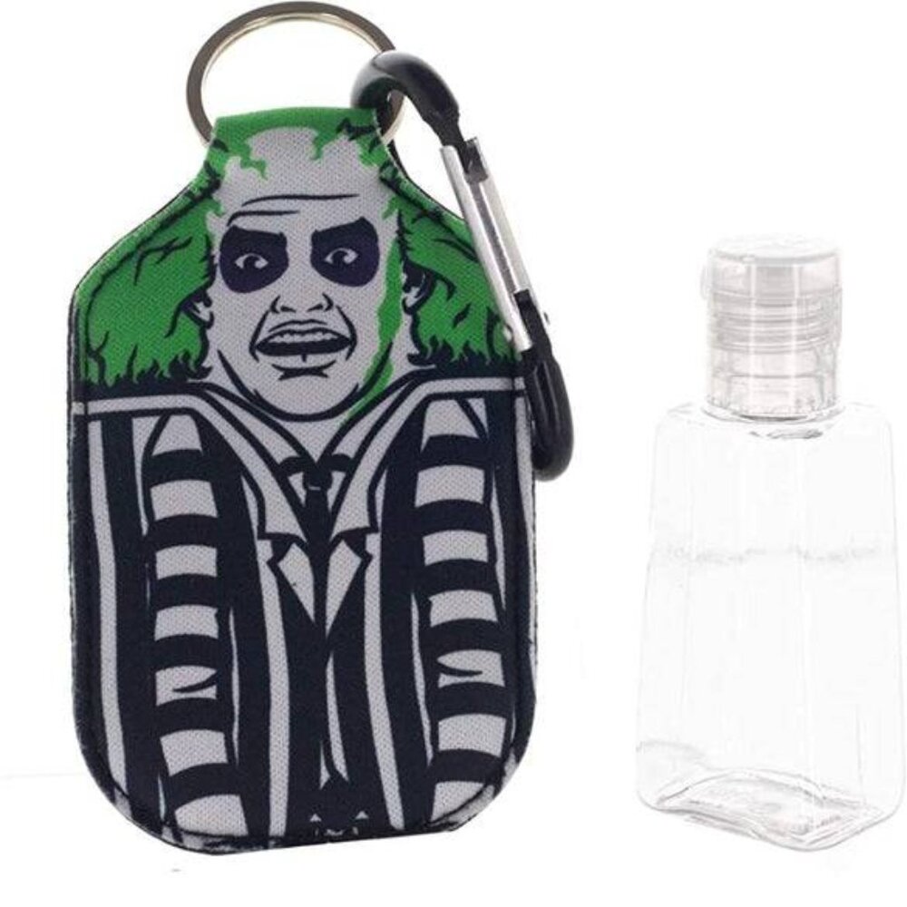 Beetlejuice Keychain with Hand Sanitizer Bottle Holder